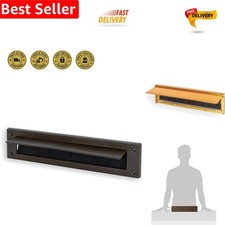 Lockable Brown PVC Letter Box Cover with Draught-Proof Brush Flap - 335mm x 75mm