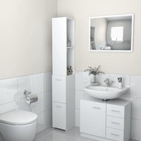 Badschrank Weiß 25X26,5X170 Cm Holzwerkstoff