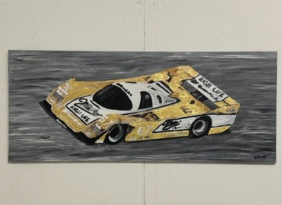 Original Painting Porsche 962 winner 24h Daytona 1989 / real 24k gold / by DCart