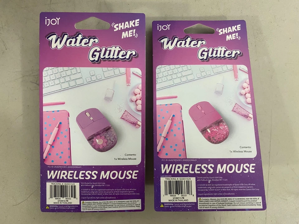 (lot of 2) iJOY WATER GLITTER Wireless Mouse For PC,LAPTOP, PINK & PURPLE NEW. - Image 2 of 2