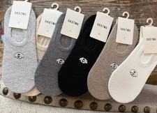 Women  s No Show Socks 6 Pairs Dog Embroidered Low Cut Neutral Colors 5.5  8.5 NEW