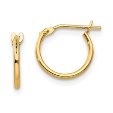 14K Yellow Gold Small Hollow 10mm Hinged Hoop Earrings Madi K Children's Jewelry