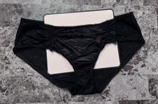 NWT VICTORIA'S SECRET L BLACK FLORAL LACE RUCHED VINTAGE RARE HIPHUGGER PANTIES