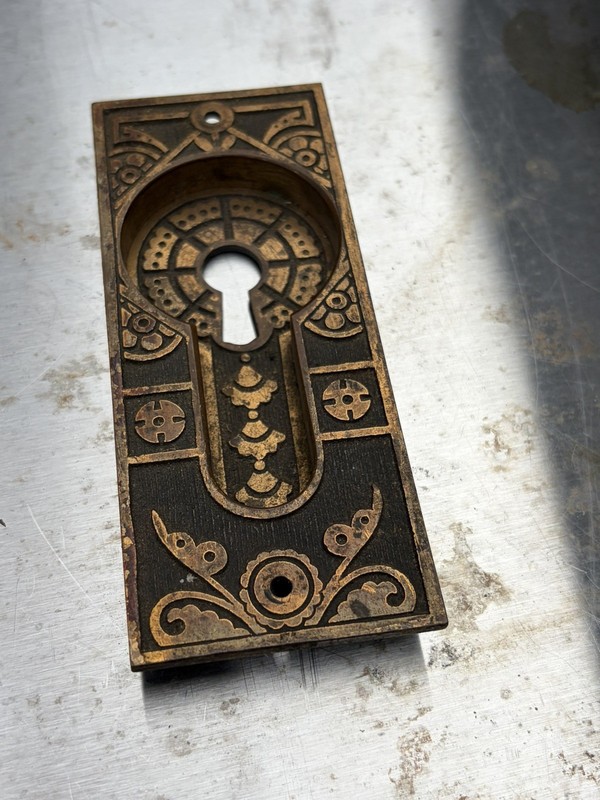  Antique  Eastlake Victorian Brass Pocket Door Plate Pull Door Hardware
