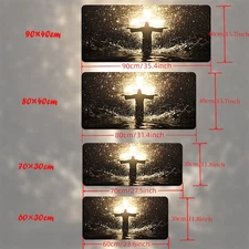 40*90cm Extra Large Jesus Silhouette Desk Mat - XXL Non-Slip Rubber Base & Surfa