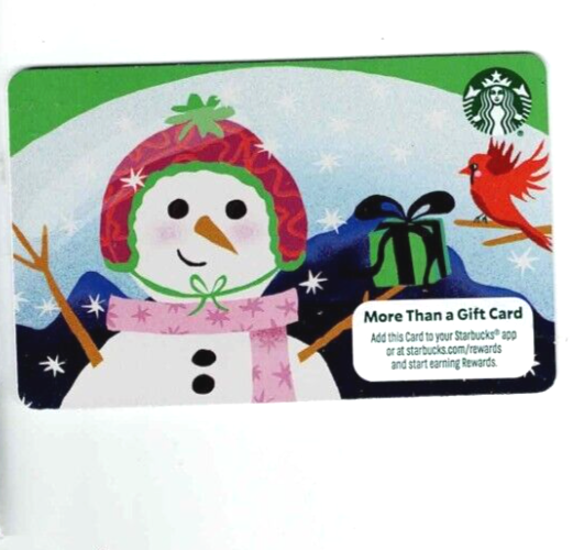 2024 STARBUCKS Christmas Gift Card - Snowman, Bird - Silver Foil