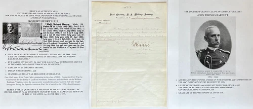 CIVIL WAR WIA/INDIAN WARS COLONEL/SPANISH-AMERCAN GENERAL HALL DOCUMENT SIGNED