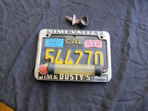 vintage motorcycle license plate
