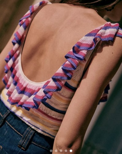 Sezane Leya Top Knit Multicolor Sleeveless Size Small