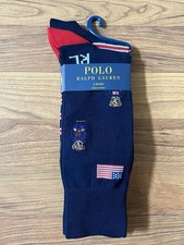 Polo Ralph Lauren Americana Polo Bear Trouser Socks 2-Pack Brand New Size 10-13