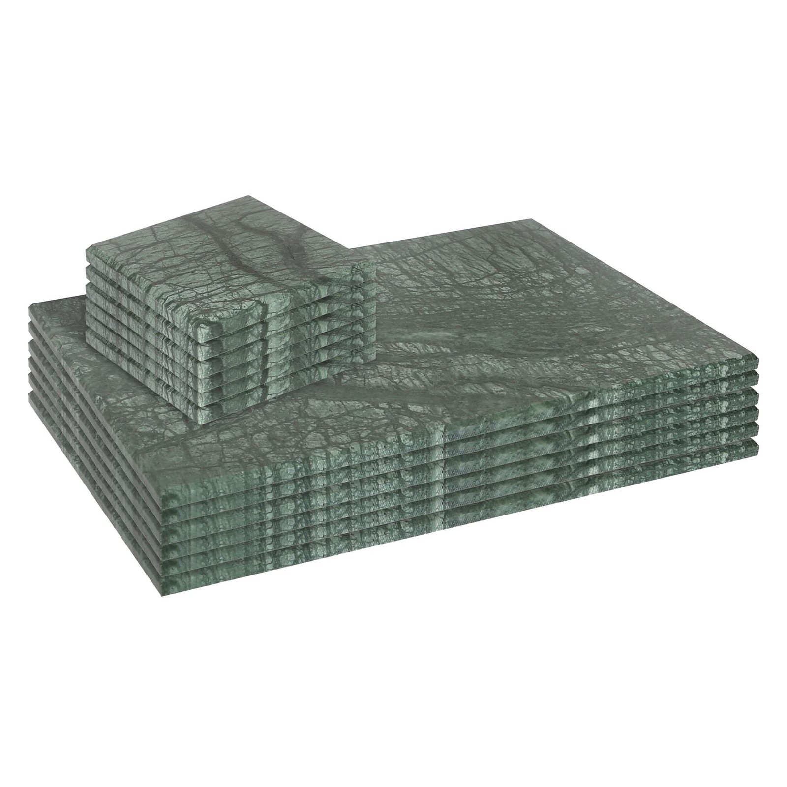 12 pack Rectangle Marble Placemats & Square Coasters Set - 30cm x 20cm - Green - Image 3