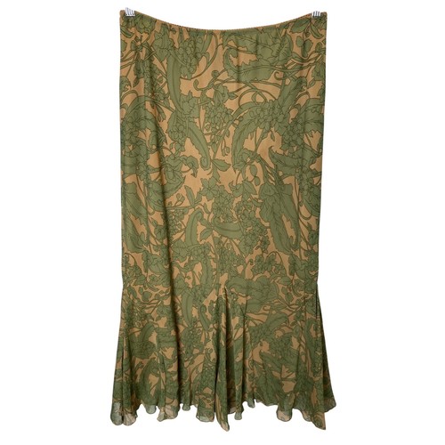 Boston Design Studio Maxi Skirt Women 12 Green Floral Boho Whimsical Fairycore