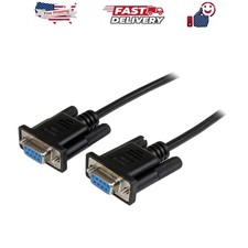 2m Black DB9 RS232 Serial Null Modem Cable F/F - DB9 Female to Female - 9 pin...