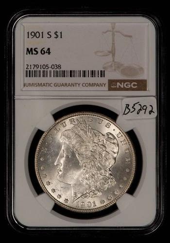 1901-S $1 Morgan Silver Dollar - PQ Key Date - NGC MS 64 - SKU-B5292