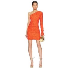 Nanushka Orange One Shoulder Mini Dress Party Cocktail Bodycon S y2