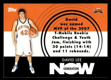 2007-08 Topps #GN16 David Lee Generation Now Card New York Knicks