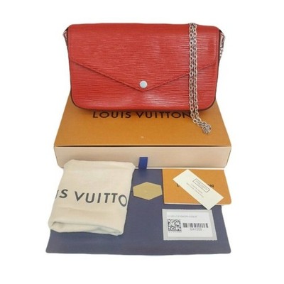 Louis Vuitton Pochette Felicie Red Epi Chain Crossbody Umhängetasche [U]