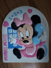 Vintage Hand Painted Disney Baby Minnie Mouse 3D Wall Plaque Wall Decor Plaster