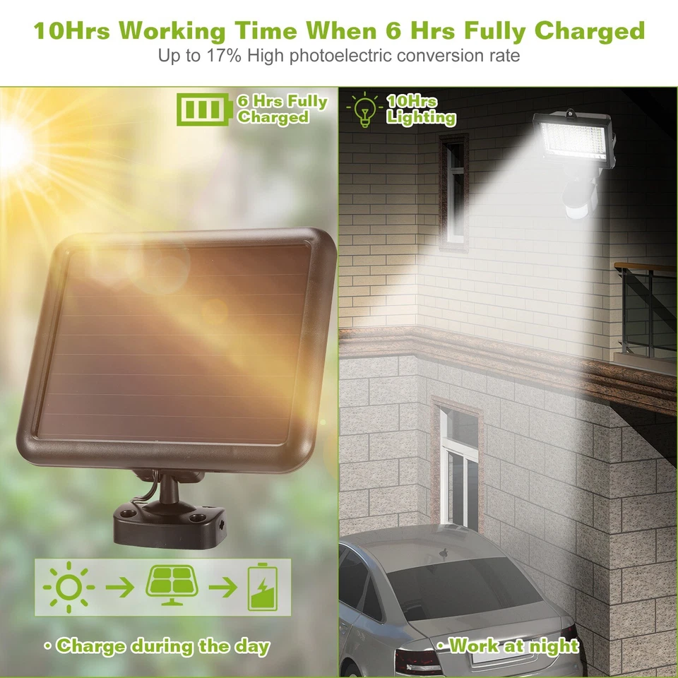 100LED Solar Power Light Motion Sensor Security Flood Light Outdoor Garden Lamp - Image 3 of 4