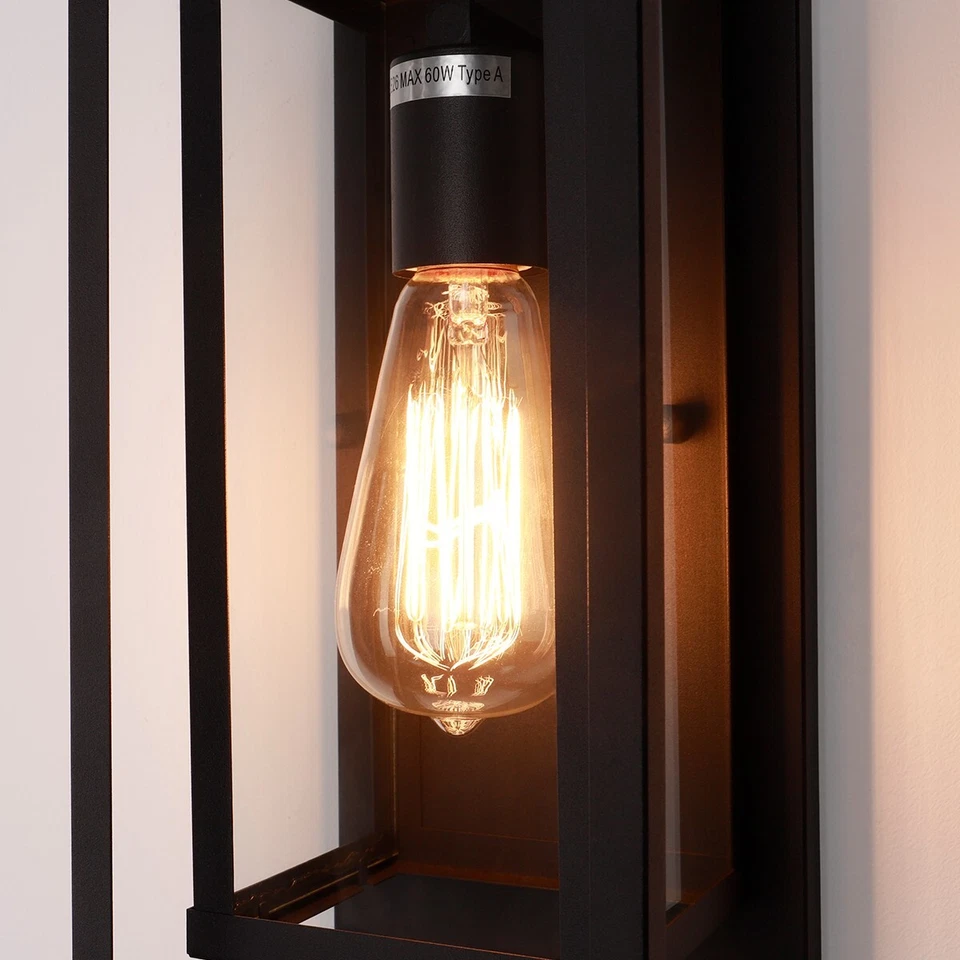 14in Classic Outdoor Wall Sconce 1 Light in Matte Black Waterproof Pack of 2 - Image 4 of 4