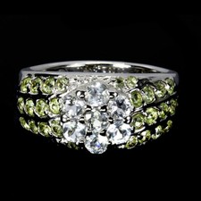 925 Sterling Silver Ring Round Aquamarine Peridot Sapphire Gemstone Jewelry