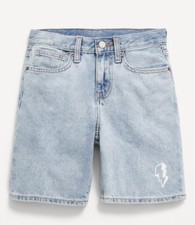Old Navy Boys Knee Length Baggy Non-Stretch Jean Shorts Light Wash 8 Year NWT