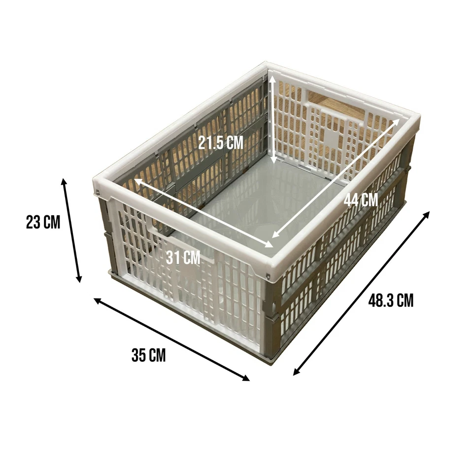 Strong Folding Collapsible Plastic Storage Crates Boxes Stackable Basket 32L New - Image 2 of 4