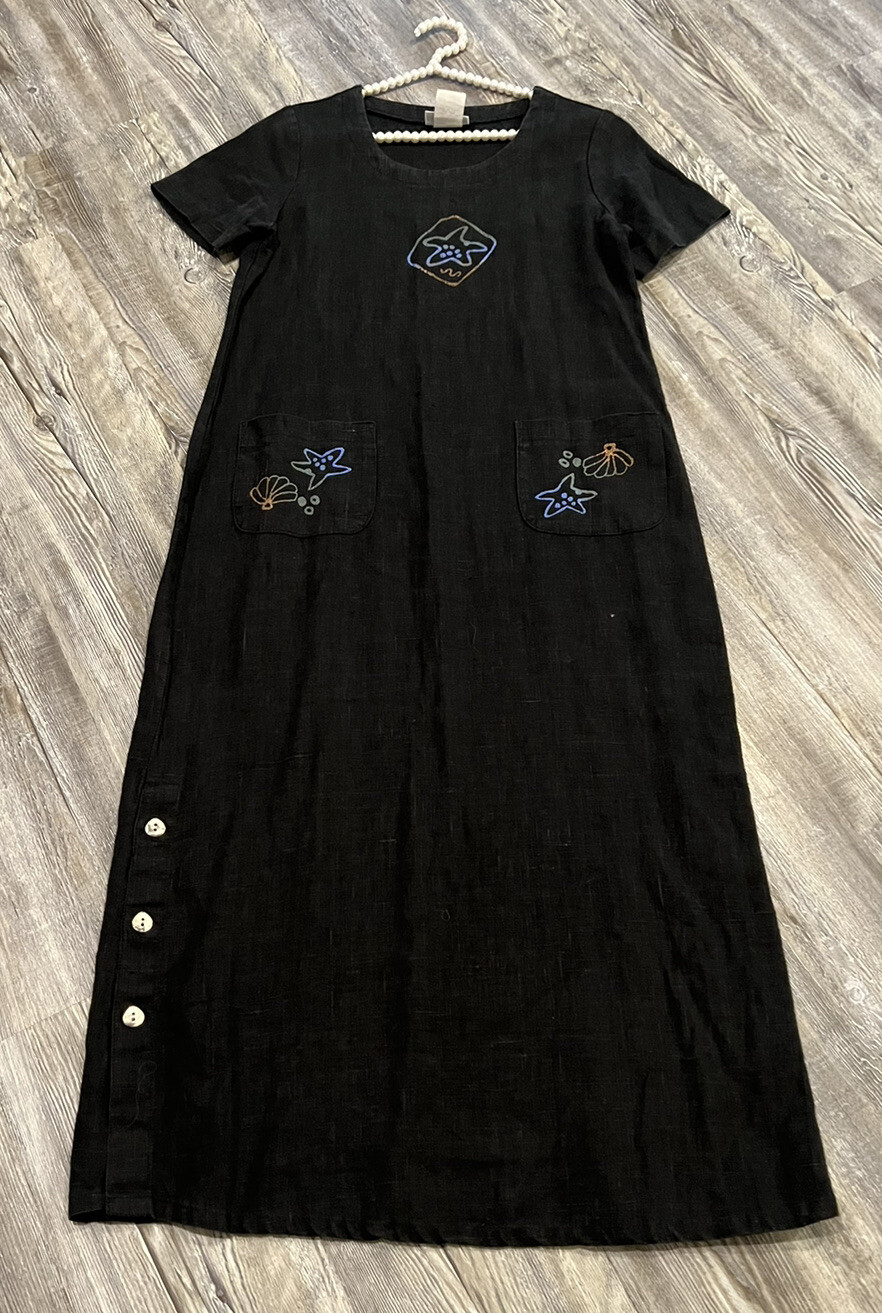 Studio Ease Black Starfish Shell Print Side Butto… - image 3