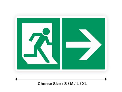 Aufkleber Schild NOTAUSGANG rechts grün 10cm(S) - 30cm(XL) Sticker