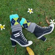 Boot Toppers Argyle and Gray Upcycled