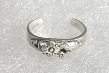 925 Ring Floral Leaf Open Band Ring Size 6 Etched Flowers