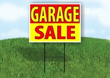 GARAGE SALE RED YELLOW Plastic Yard Sign ROAD SIGN with Stand