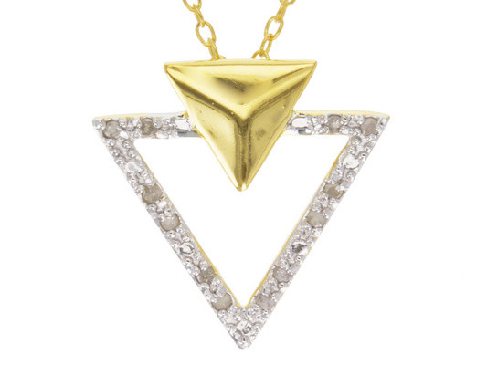 Diamond Accent 18k Yellow Gold over Sterling Silver Pendant with 18 Chain 5290₽