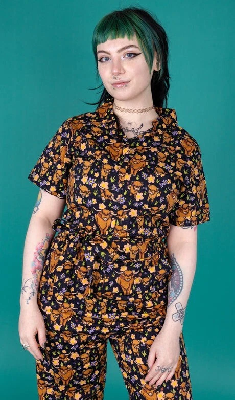 Run and Fly Hochland Kuh Aufdruck Overall 8-26 2 Beinlänge Gerissen Alt Neu Für - Bild 4 von 4