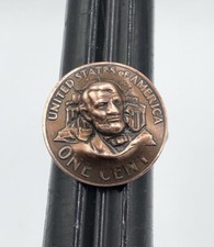 Vintage Copper One Cent USA Coin Adjustable Ring