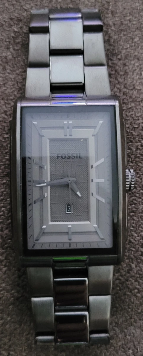 Rectangular fossil watch sale