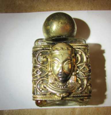 Vintage Perfume Bottle West Germany Brass Covered Brass 3D Small