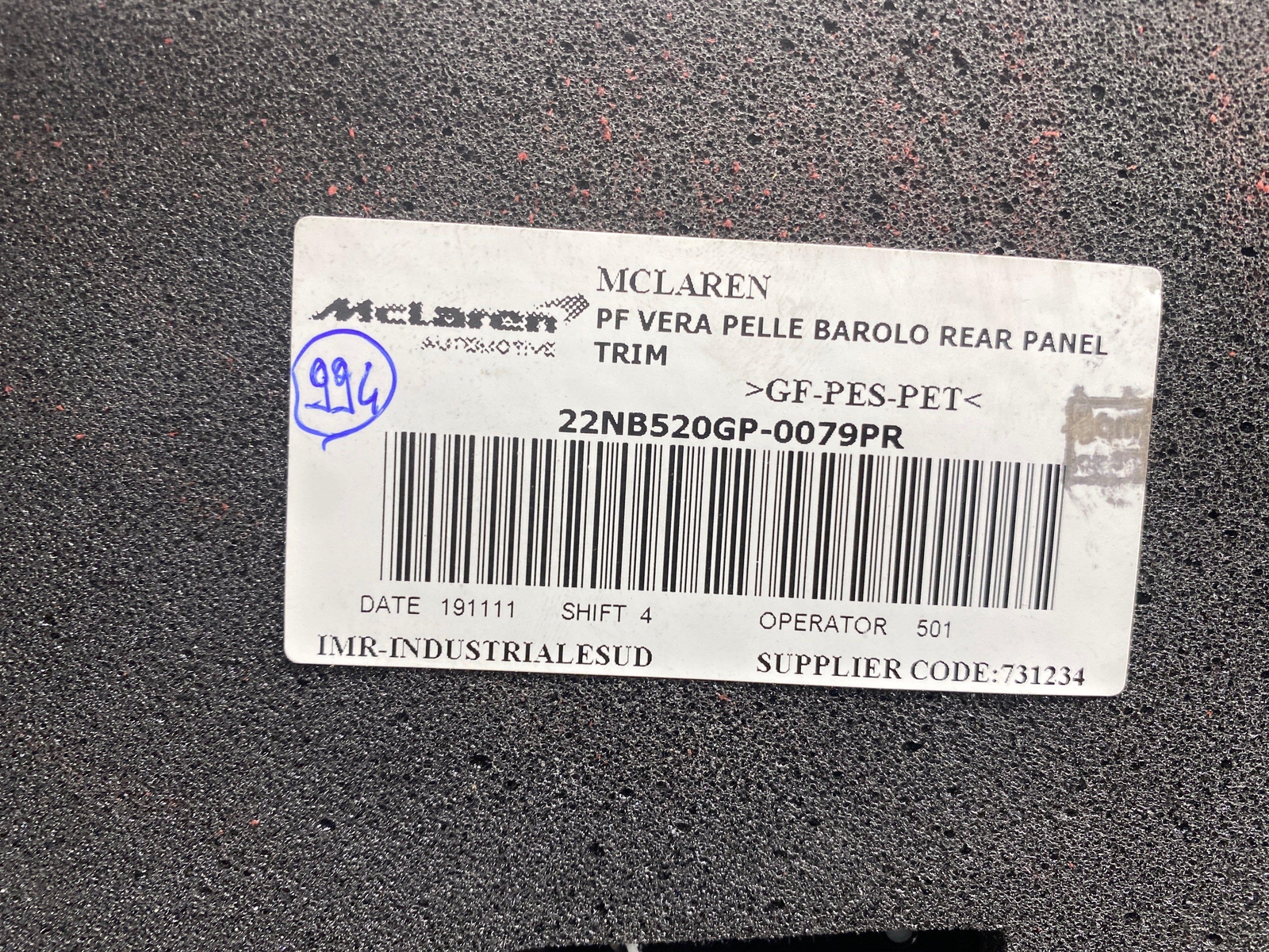 2020-2023 MCLAREN GT REAR TRIM PANEL COVER BAROLO RED OEM 2021 2022