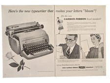 1955 Vintage Royal Typewriter Print Ad, New Carbon Ribbon Royal Standard  thumbnail