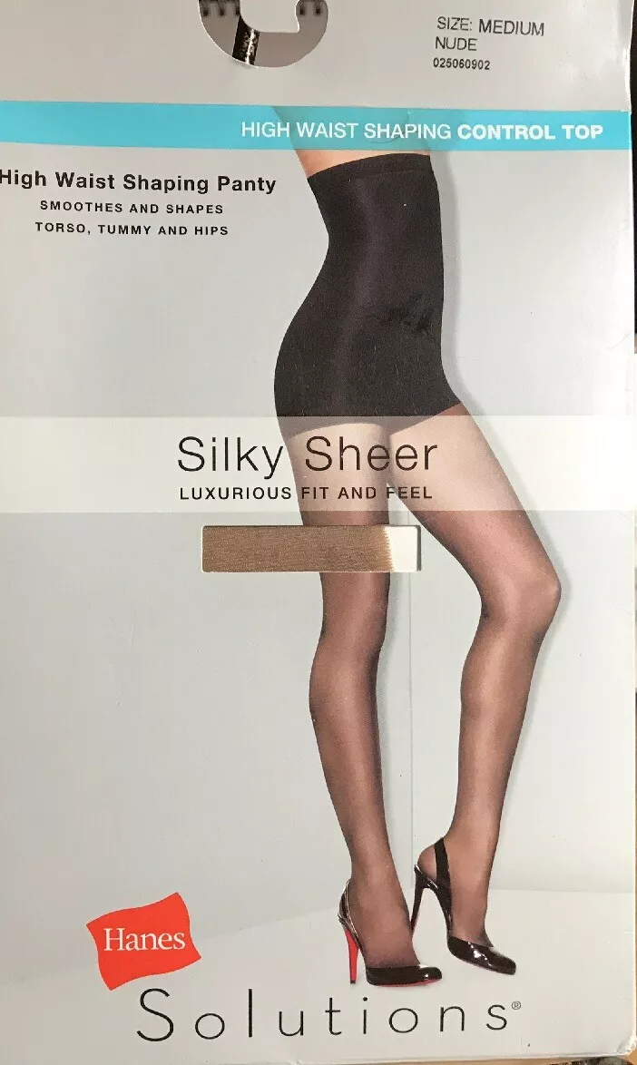 Hanes HIGH WAIST BODY SHAPER PANTYHOSE Nude Silky Sheer SIZE