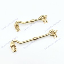 Cabin Hook & Eye Door Hold Open Latch Catch Shed Gate Cupboard Brass 75/95mm
