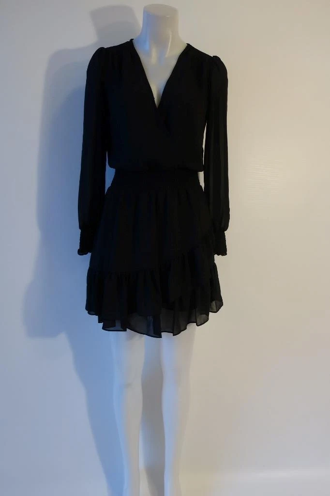 Abito donna Michael Michael Kors Core of Kdrs nero scollo a V orlo peplo XS * nuovo con etichette