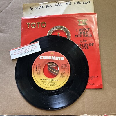 Toto I Won't Hold You Back/Afraid Of Love Picture Sleeve Jukebox Strip 45