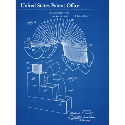 James Spring Toy Retro 1947 Patent Plan Leinwand Wandbild Kunstdruck Poster