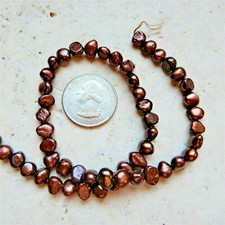 2 strands 4-5mm Dark brown freshwater pearls flat sided nugget potato beads