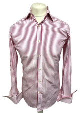 HAWES & CURTIS Red Striped Shirt 14.5 37/84CM 33 Slim Fit Men's Cotton New