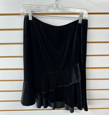 Vintage 90s Skirt Medium Black Velvet Ruffle Hem Fairy Goth Whimsigoth Witchy
