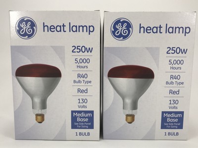 GE 250 Watts RED HEAT LAMP 5000 Hours R40 Bulb Medium Base ...