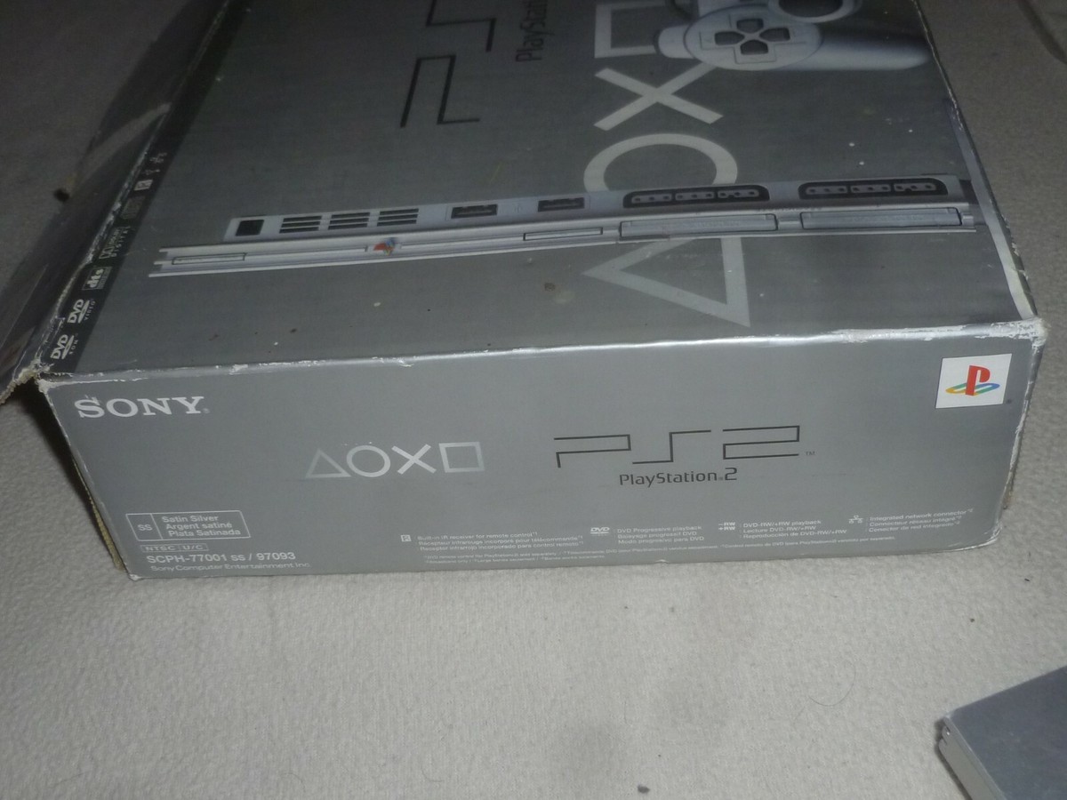 BOXED PLAYSTATION 2 PS2 SONY GAME SYSTEM SET SATIN SILVER