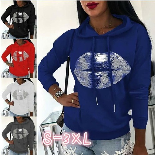 Felpa con cappuccio donna felpe anche taglie forti S-3XL Pullover donne |  eBay